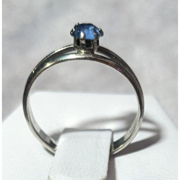 Casual Silver Tone Blue Stone Adjustable Ring Size 6 1/2 - Picture 10 of 13